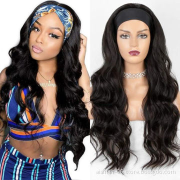 Aisi Glueless Brzilian Raw None Lace Body Wave Black Wigs Human Hair Wig Headband Women High Quality Wholesale Price Humen Hair